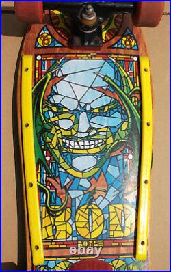 1989 Santa Cruz Bod Boyle Stained Glass Skateboard Deck Complete Used Vintage