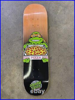 2018 Santa Cruz x TMNT Michelangelo PIZZA Skateboard Deck Rare Ninja Turtles