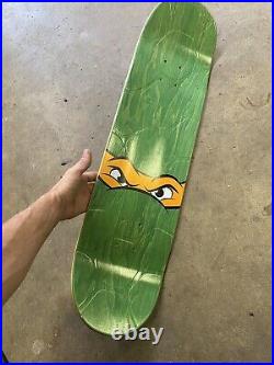 2018 Santa Cruz x TMNT Michelangelo PIZZA Skateboard Deck Rare Ninja Turtles