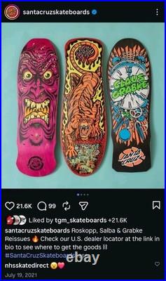 2021 Santa Cruz Steve Alba SALBA Tiger Matte Finish Reissue Skateboard Deck
