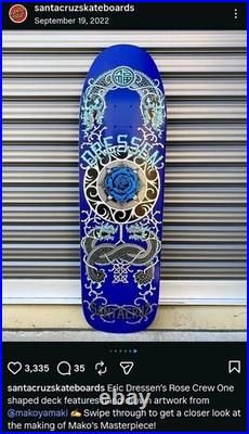 2022 Santa Cruz Eric Dressen Rose Crew Shaped Skateboard Skate Deck 9.3