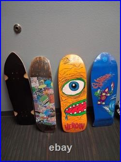 Heroin & Santa Cruz Sidewalk Surfer Slasher Skateboard Decks Art Lot of 4