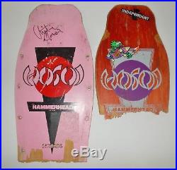 Hosoi Santa Cruz Skateboards Two Shredded/ Signed By Christian 1980s Hammerhead