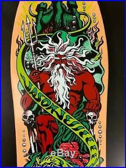 Jason Jessee Santa Cruz Skateboard Neptune SIGNED clear stain, green/red graphic