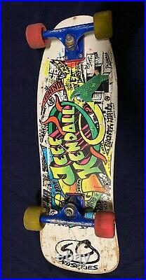 Jeff Kendall Santa Cruz Graffiti White Original 1980s Used Skateboard