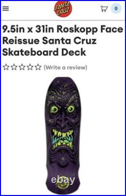 NEW 2022 Santa Cruz Rob Roskopp'FACE' PURPLE STAIN Reissue Skateboard Deck
