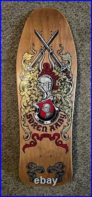 Nos Santa Cruz Soren Aaby Coat Of Arms Skateboard Deck New 1989 Natural/purple