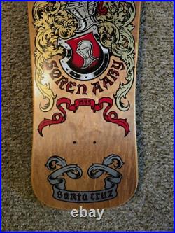 Nos Santa Cruz Soren Aaby Coat Of Arms Skateboard Deck New 1989 Natural/purple