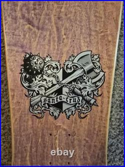 Nos Santa Cruz Soren Aaby Coat Of Arms Skateboard Deck New 1989 Natural/purple