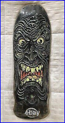 Old Vintage 1980s OG Santa Cruz Roskopp Monster Face Skateboard Deck Dark