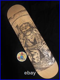 RARE Laser Wood Engraved Dia De Los Muertos Skateboard Deck Santa Cruz Caballero