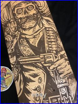 RARE Laser Wood Engraved Dia De Los Muertos Skateboard Deck Santa Cruz Caballero