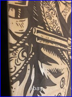 RARE Laser Wood Engraved Dia De Los Muertos Skateboard Deck Santa Cruz Caballero