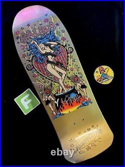 RARE SIGNED Steve Alba SALBA Santa Cruz Gold Witch Doctor Skateboard Deck AUTO