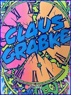 RARE Santa Cruz Claus Grabke WHITE/NEON Exploding Clock 80's 10 Skateboard Deck