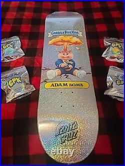 RARE Santa Cruz Skateboard Deck Garbage Pail Kids Adam Bomb + 4 Mystery Wheels
