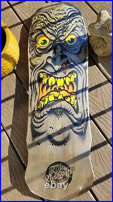 Rob Roskopp Face Santa Cruz Skateboard Deck Dark Natural Stain Jim Phillips Art