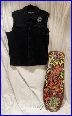 SANTA CRUZ VINTAGE Xl VEST SALVA TIGER EMBROIDERED With MATCHING REISSUE DECK