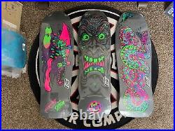 Santa Cruz Blacklight Skateboard Set Slasher Meek, Rob Roskopp, Jeff Kendall