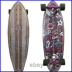 Santa Cruz Doodle Shark MID Cruzer Complete Skateboard Purple 9.75in X 32.92in