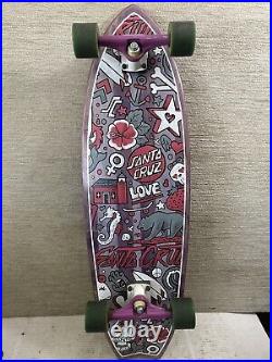 Santa Cruz Doodle Shark MID Cruzer Complete Skateboard Purple 9.75in X 32.92in