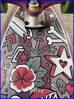 Santa Cruz Doodle Shark MID Cruzer Complete Skateboard Purple 9.75in X 32.92in