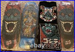 Santa Cruz Godzilla Destroyer Deck X2! + Roskopp Deck + Hoodie + Shirt! Lot