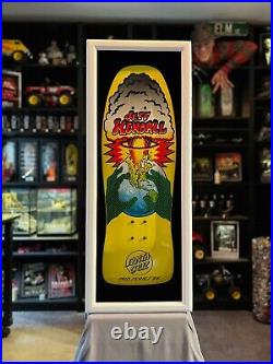Santa Cruz Jeff Kendall yellow skateboard deck (reissue) with shadow box