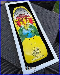 Santa Cruz Jeff Kendall yellow skateboard deck (reissue) with shadow box