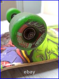 Santa Cruz Marvel Hulk Skateboard Deck Screaming Hand With Bullet Trucks VERY RARE