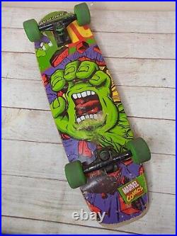 Santa Cruz Marvel Hulk Skateboard Deck Screaming Hand With Bullet Trucks VERY RARE