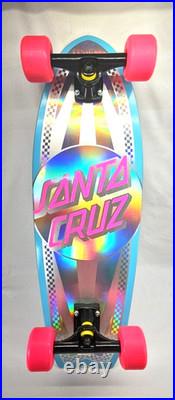 Santa Cruz Prismatic Dot Shark Cruzer Skateboard Silver Rainbow Foil Print 7-ply