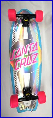 Santa Cruz Prismatic Dot Shark Cruzer Skateboard Silver Rainbow Foil Print 7-ply