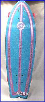 Santa Cruz Prismatic Dot Shark Cruzer Skateboard Silver Rainbow Foil Print 7-ply