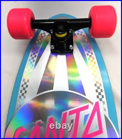 Santa Cruz Prismatic Dot Shark Cruzer Skateboard Silver Rainbow Foil Print 7-ply