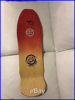 Santa Cruz Rob Roskopp FACE Skateboard Deck Red Fades To Wood grain
