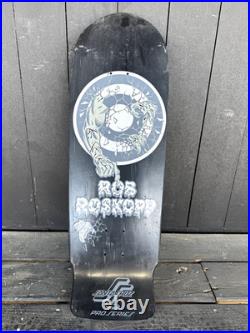 Santa Cruz Rob Roskopp Pro Series Skateboard Deck Old School Shape Black Used