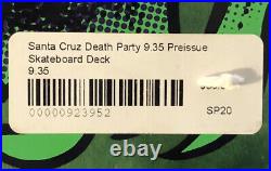 Santa Cruz Skateboard Deck DEATH PARTY PRE ISSUE TALLBOY ART IN ORIGINAL SHRINK