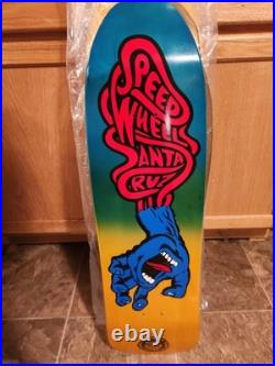Santa Cruz Speed Wheels Skateboard Deck Blue Yellow Fade Out Hand Screen 11/300