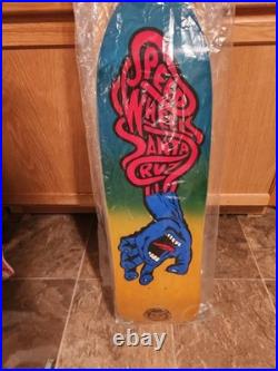 Santa Cruz Speed Wheels Skateboard Deck Blue Yellow Fade Out Hand Screen 11/300