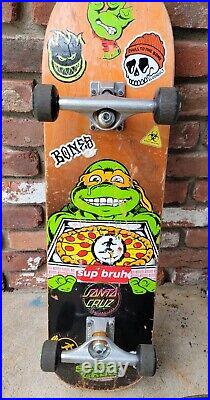 Santa Cruz x TMNT Michelangelo PIZZA Skateboard Deck RARE