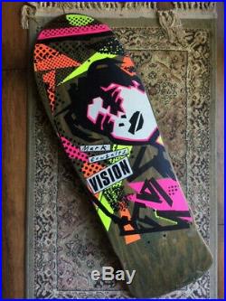 VINTAGE vision mark gonzales skateboard Used 1980's Rare neon/stain (santa cruz)