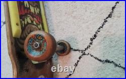 Vintage 1980s Santa Cruz Rob Roskopp Face Skateboard with 4 Bullet 66 Wheels