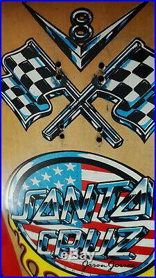 Vintage 1989 /90s Santa Cruz Jason Jessee V8 (hotrod) Skateboard Old School Rare