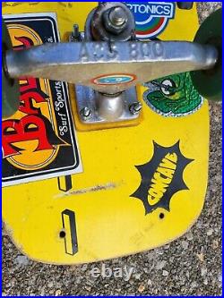 Vintage 80s Santa Cruz Yellow Concave Street Skate Complete Skateboard RARE