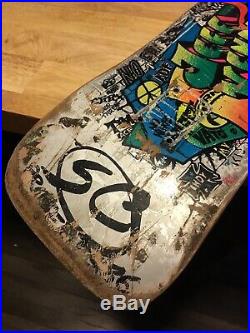 Vintage Rare Santa Cruz Jeff Kendall Graffiti Silver Skateboard Vintage 1986