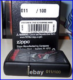 Zippo Lighter, Santa Cruz Skateboards, Screaming Hand BLACK Matte 218 #11/100
